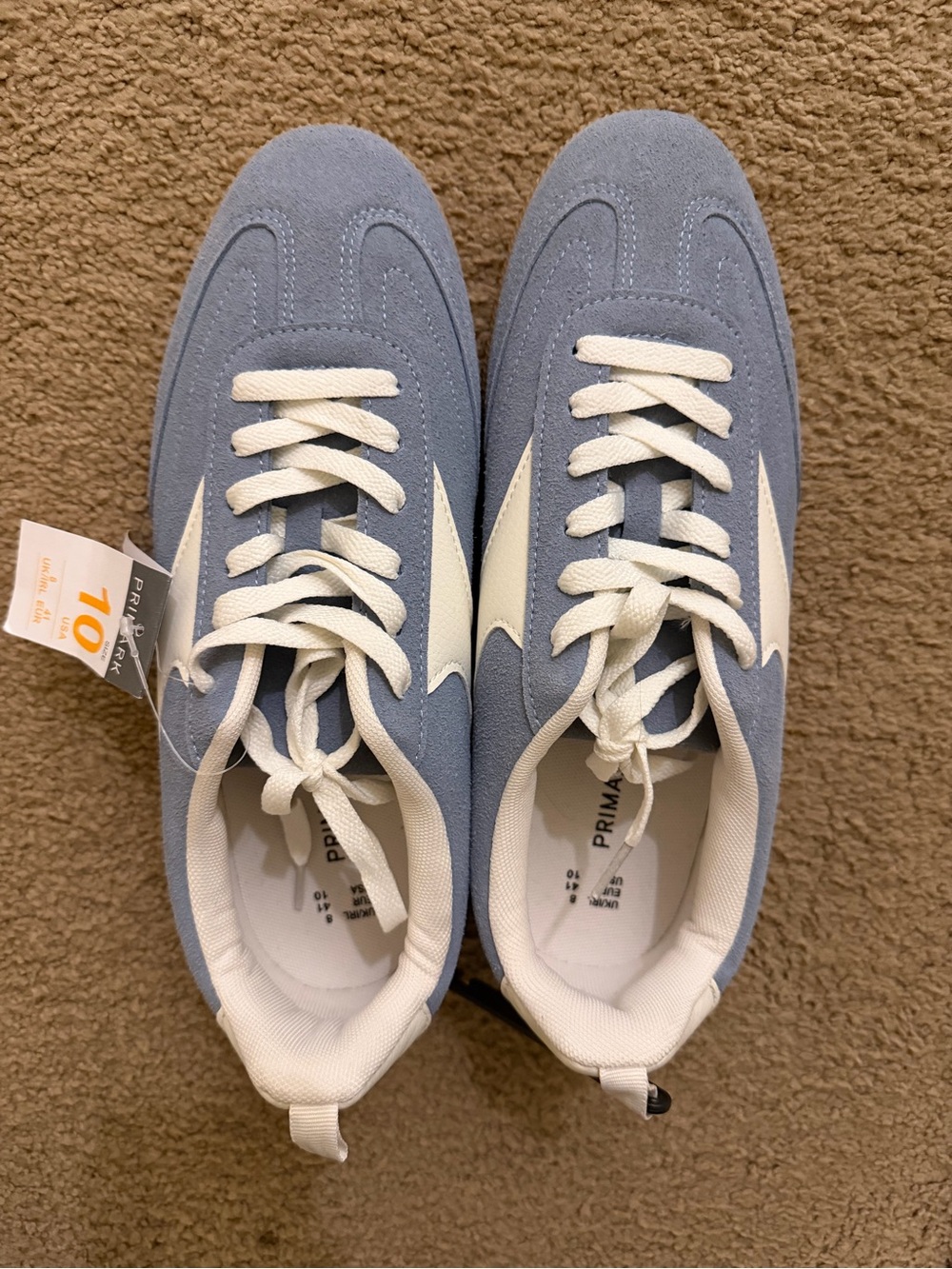 Light Blue and White Suede-Style Women's Sneakers